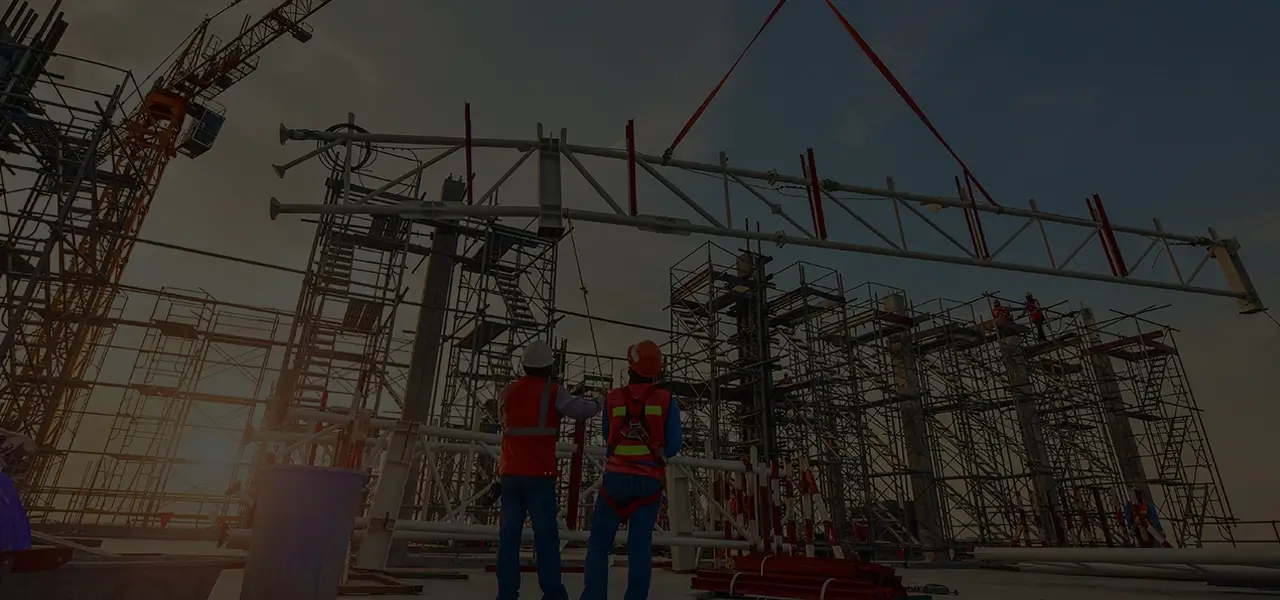 Construction workers at a building site
